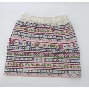 LANDS' END girls Floral Cross Stitch Embroidered Skirt 6X Multi-Color